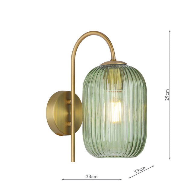 Idra Wall Light Aged Bronze and Green Ribbed Glass