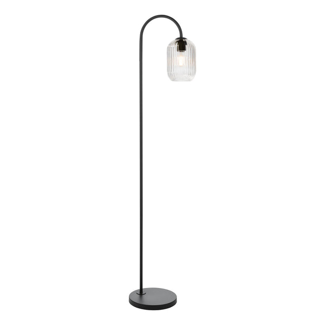 Idra Floor Lamp Matt Black and Ribbed Glass