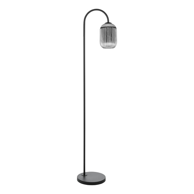 Idra Floor Lamp Matt Black and Smoked Ribbed Glass