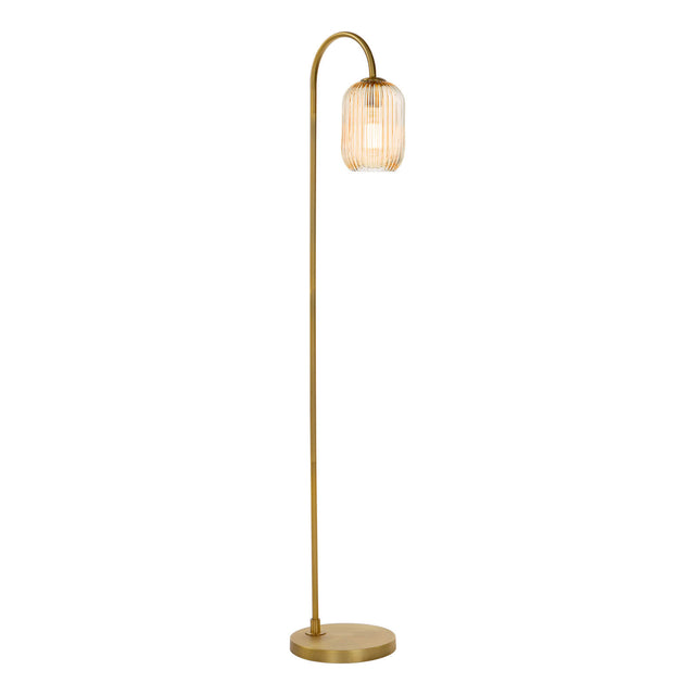 Idra Floor Lamp Aged Bronze and Champagne Ribbed Glass