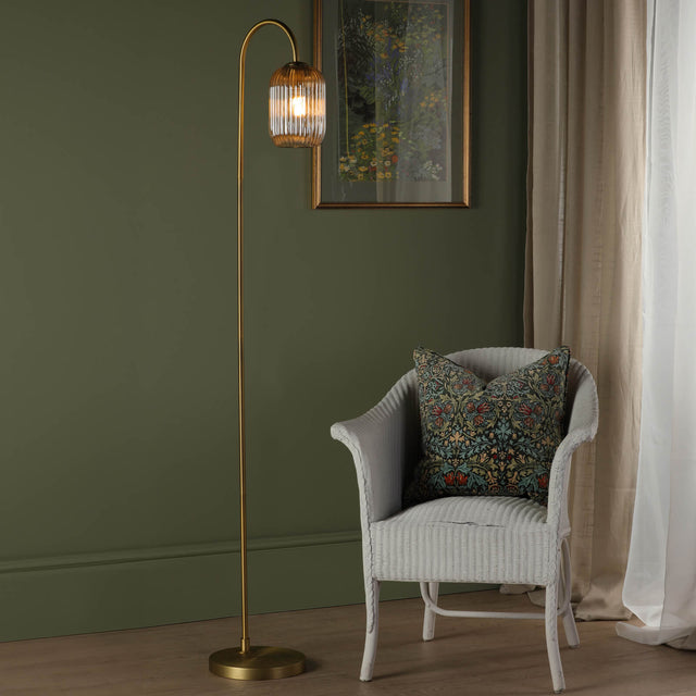 Idra Floor Lamp Aged Bronze and Champagne Ribbed Glass