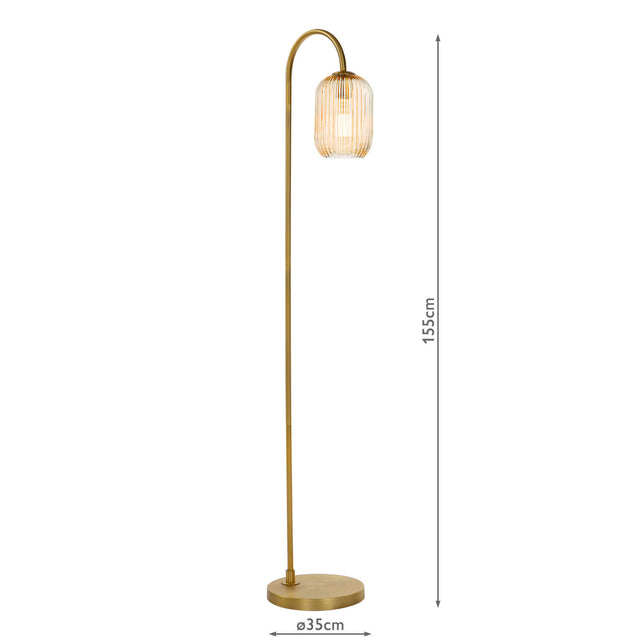 Idra Floor Lamp Aged Bronze and Champagne Ribbed Glass