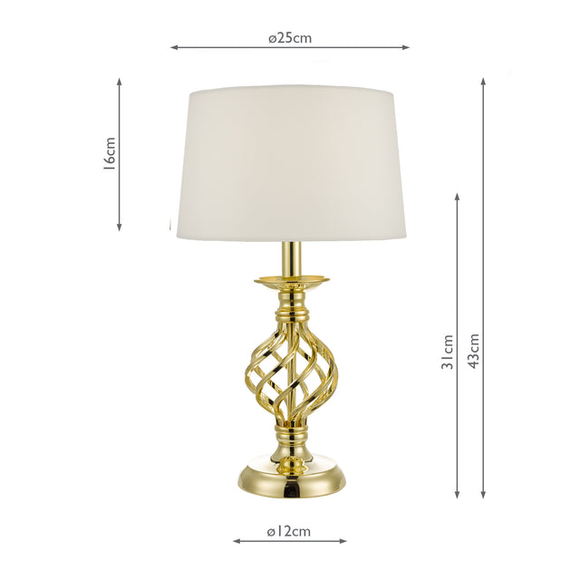 Iffley Touch Table Lamp Gold Cage Twist Base With Shade - Small