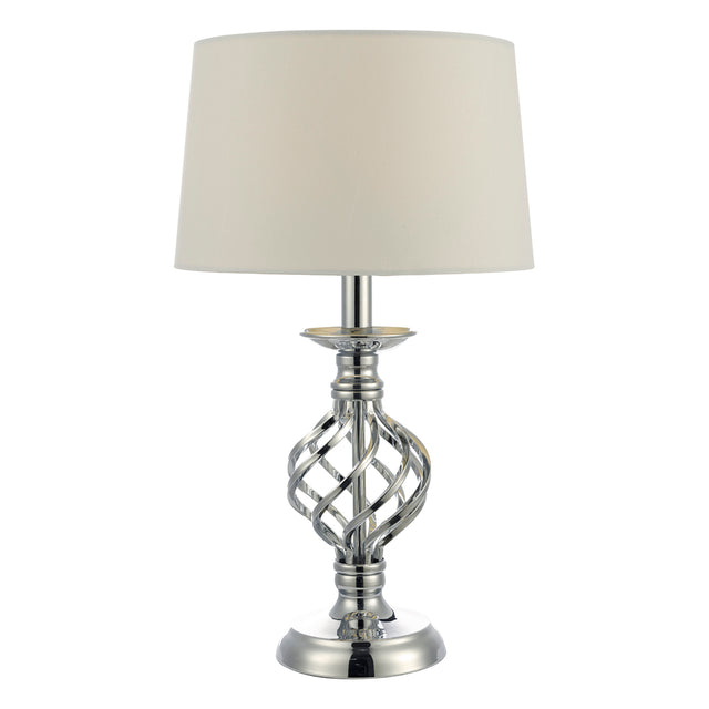 Iffley Touch Table Lamp Polished Chrome Twist Cage Base With Shade - Small