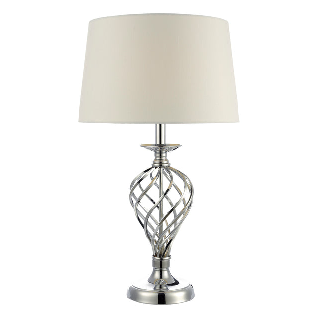 Iffley Touch Table Lamp Polished Chrome Twist Cage Base With Shade - Large