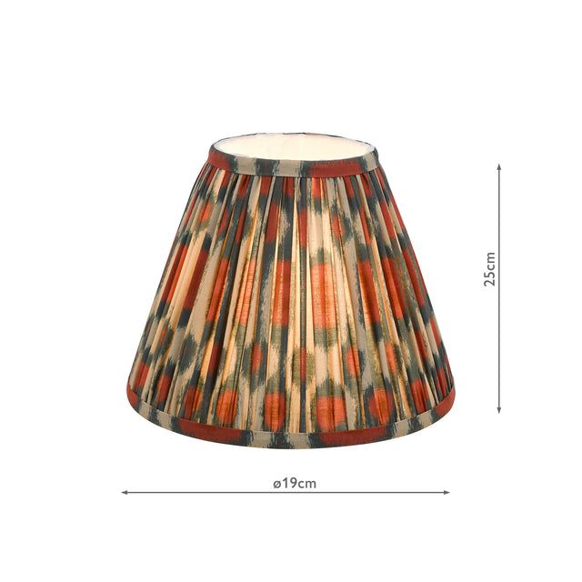 Ikat Red Cotton Tapered drum Shade 25cm and Green