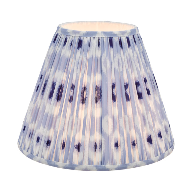 Ikat Blue Cotton Tapered drum Shade 35cm and White