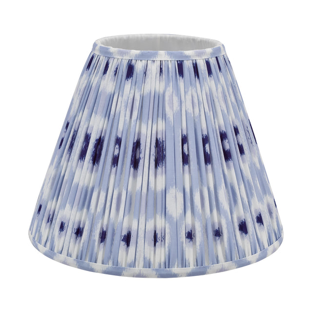 Ikat Blue Cotton Tapered drum Shade 35cm and White