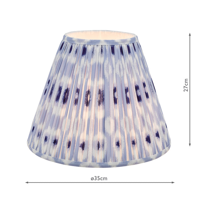 Ikat Blue Cotton Tapered drum Shade 35cm and White