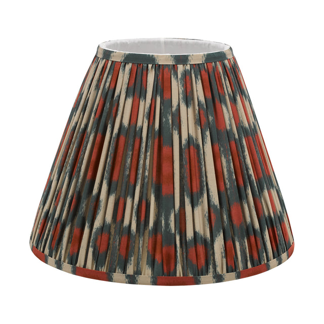 Ikat Red Cotton Tapered drum Shade 35cm and Green