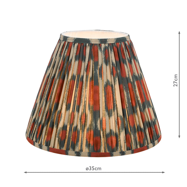 Ikat Red Cotton Tapered drum Shade 35cm and Green