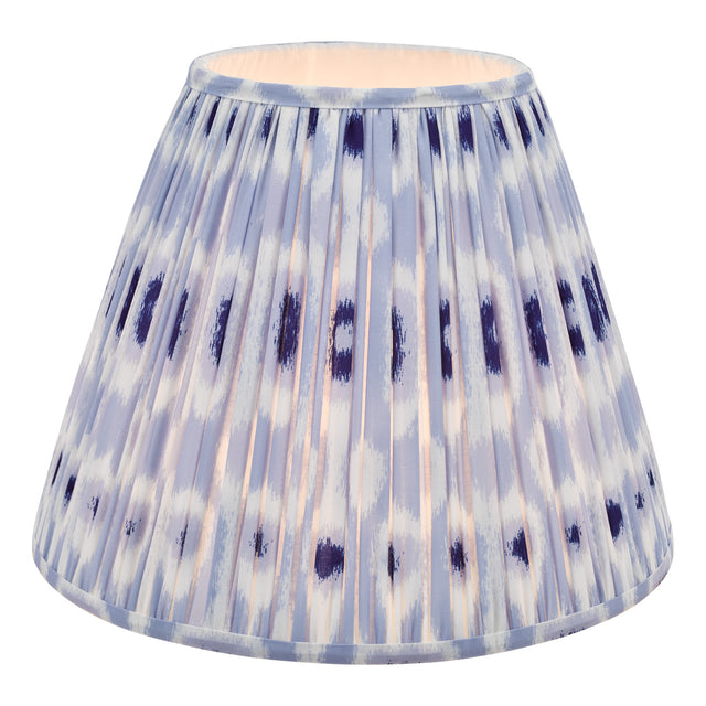 Ikat Blue Cotton Tapered drum Shade 40cm and White