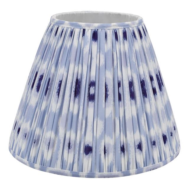 Ikat Blue Cotton Tapered drum Shade 40cm and White