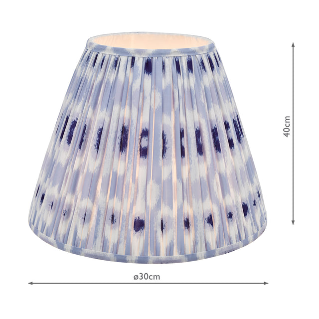 Ikat Blue Cotton Tapered drum Shade 40cm and White