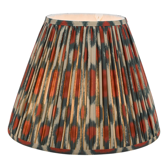 Ikat Red Cotton Tapered drum Shade 40cm and Green