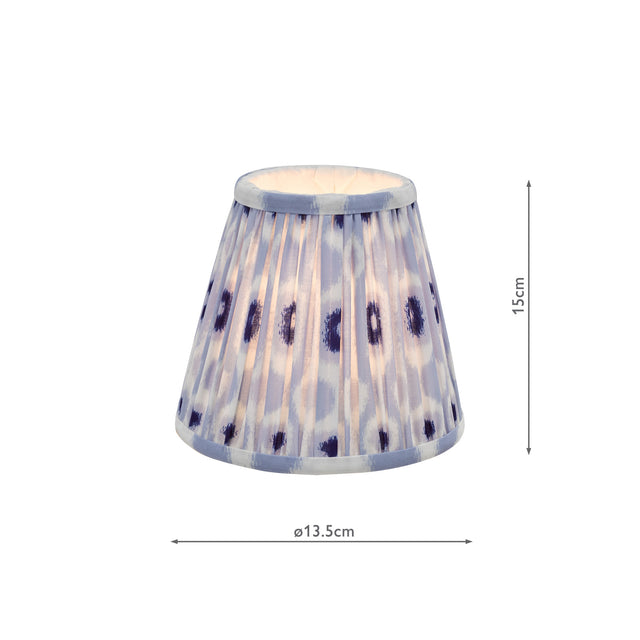 Ikat Blue Cotton Tapered drum Shade 15cm and White