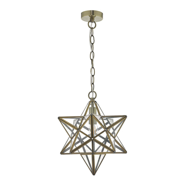 Ilario Large Star Pendant Antique Brass & Glass