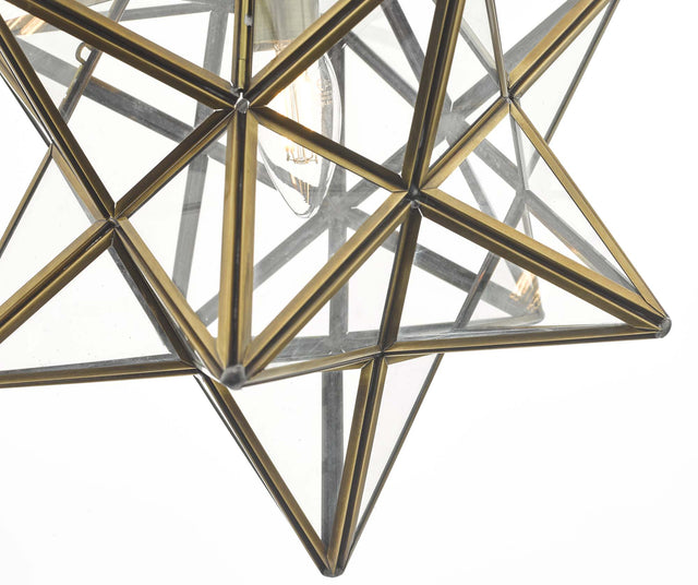 Ilario Large Star Pendant Antique Brass & Glass