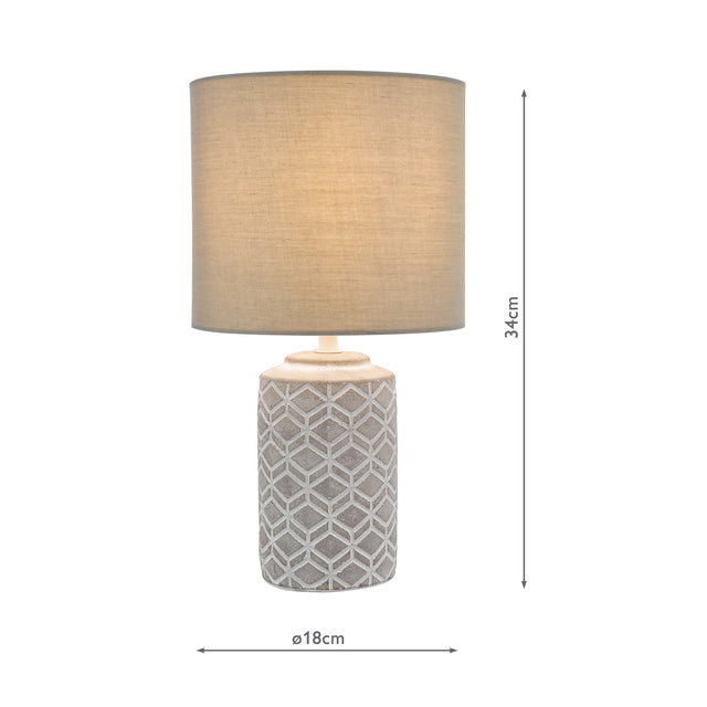 Ilona Ceramic Table Lamp Grey With Shade