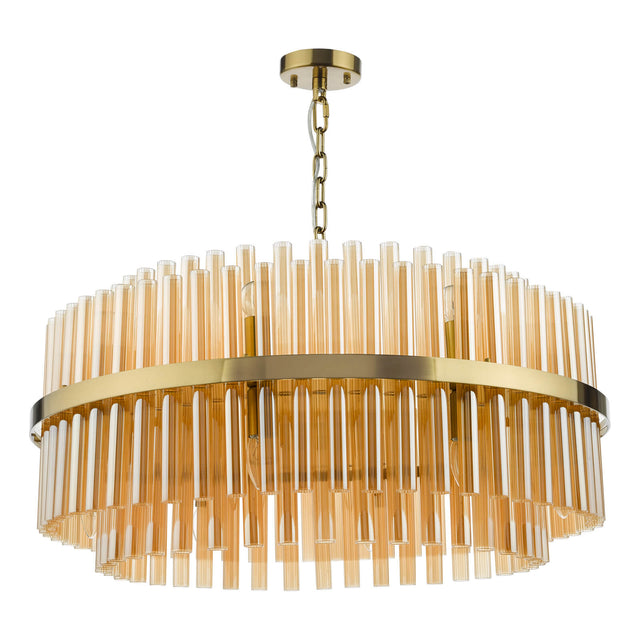 Imani 16 Light Pendant Natural Brass and Champagne Glass