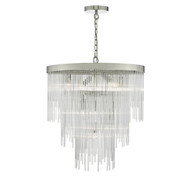 Isla 7lt Pendant Polished Chrome & Clear Glass Rods