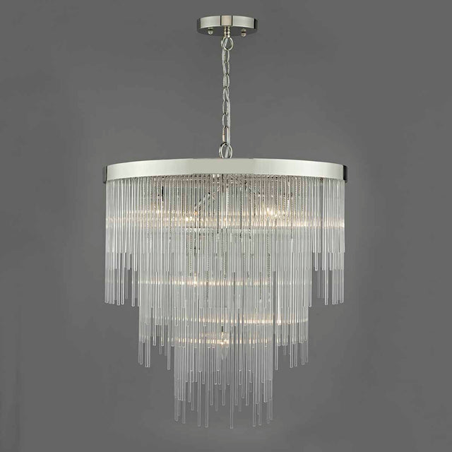 Isla 7lt Pendant Polished Chrome & Clear Glass Rods