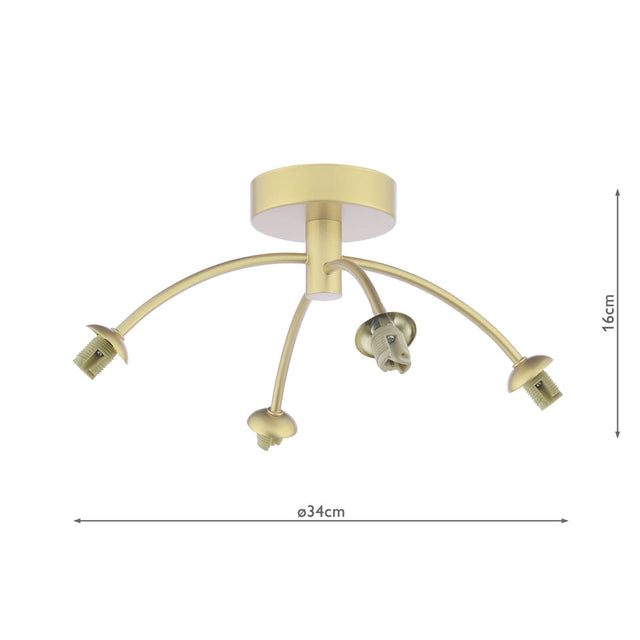 Izzy 4 Light Semi-Flush Matt Gold Fitting Only