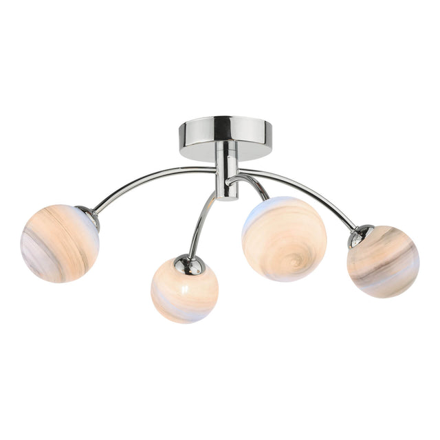 Izzy 4 Light Semi Flush Polished Chrome Planet Glass