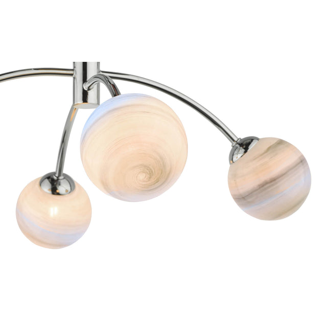 Izzy 4 Light Semi Flush Polished Chrome Planet Glass