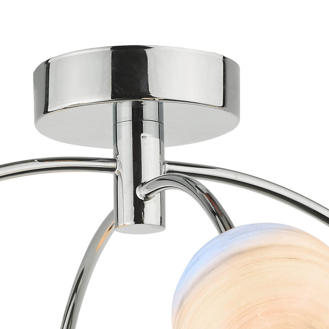 Izzy 4 Light Semi Flush Polished Chrome Planet Glass