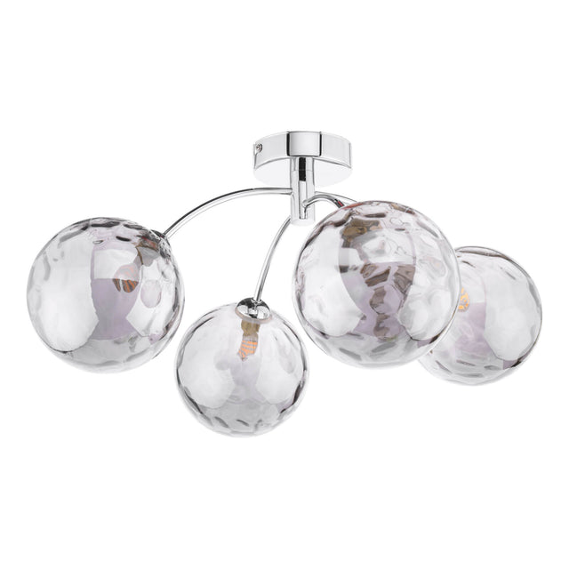 Izzy 4 Light Semi Flush Polished Chrome Smoked Dimpled Glass