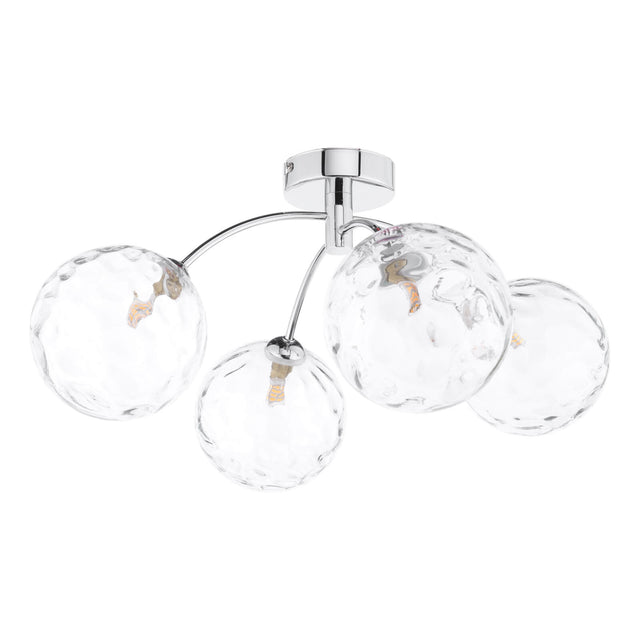 Izzy 4 Light Semi Flush Polished Chrome Clear Dimpled Glass