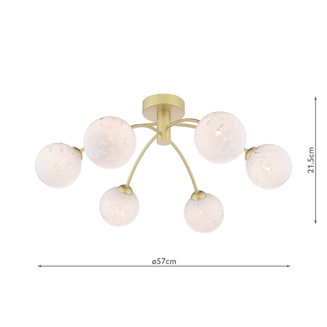 Izzy 6 Light Semi-Flush Gold & Confetti Glass