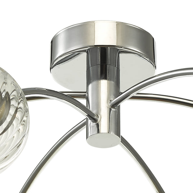 Izzy 6lt Semi Flush Polished Chrome Twisted Glass