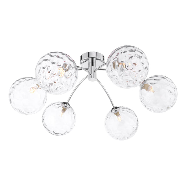 Izzy 6 Light Semi Flush Polished Chrome Clear Dimpled Glass