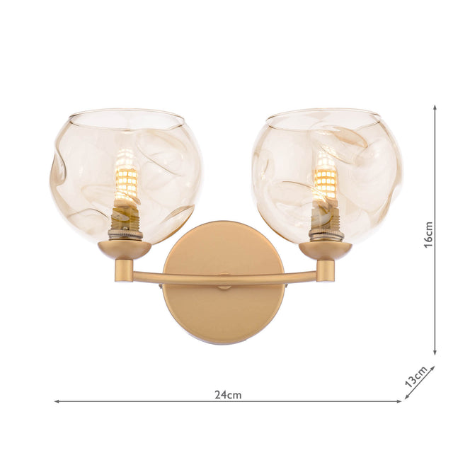 Izzy 2 Light Wall Light Gold & Champagne Dimpled Glass