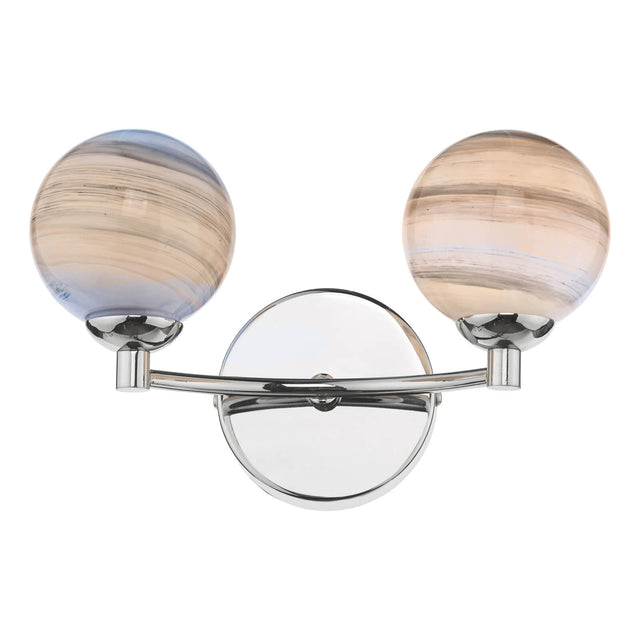 Izzy 2 Light Wall Light Polished Chrome Planet Glass