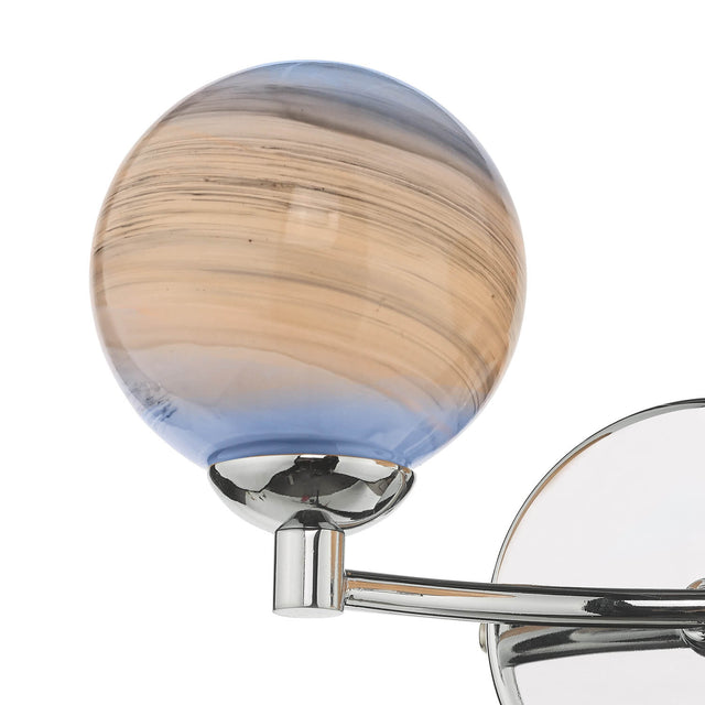 Izzy 2 Light Wall Light Polished Chrome Planet Glass