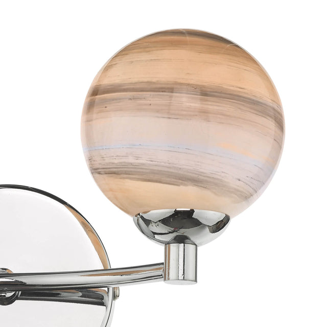 Izzy 2 Light Wall Light Polished Chrome Planet Glass