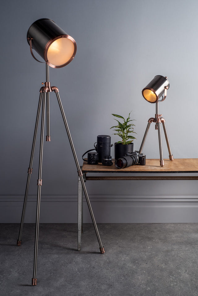 Jake Task Floor Lamp Antique Silver And Copper