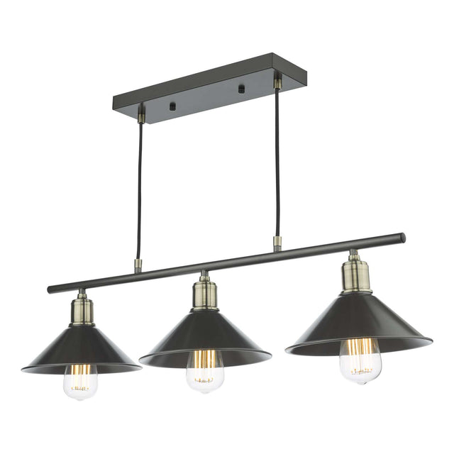 Jalen 3 Light Bar Pendant Graphite Antique Brass