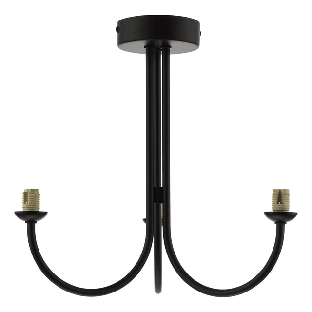 Jared 3 Light Semi Flush Matt Black Fitting Only