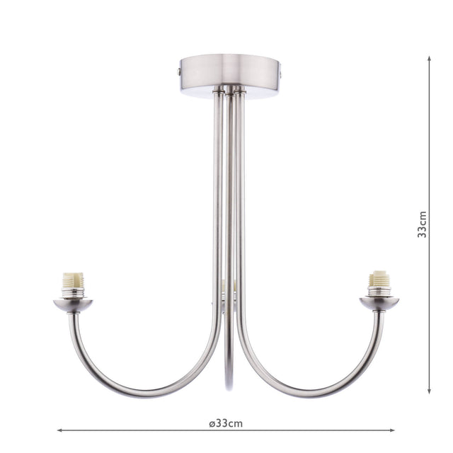 Jared 3 Light Semi-Flush Satin Nickel Fitting Only