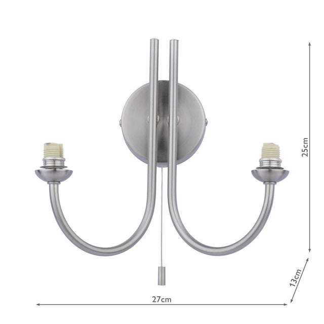 Jared 2 Light Wall Light Satin Nickel Bracket Only