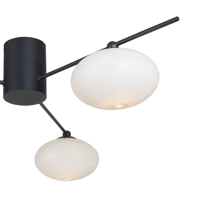 Jasper 3 Light Semi Flush Matt Black Opal glass