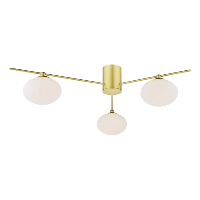 Jasper 3 Light Semi-Flush Satin Gold and Opal Glass