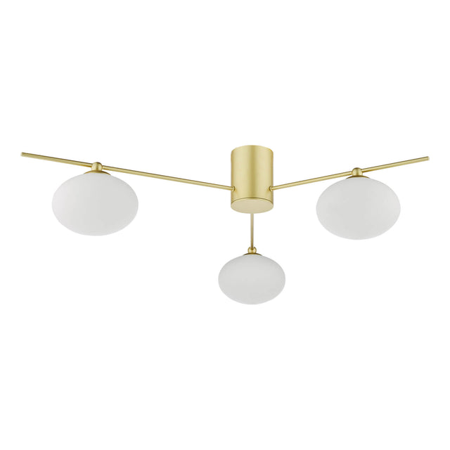 Jasper 3 Light Semi-Flush Satin Gold and Opal Glass