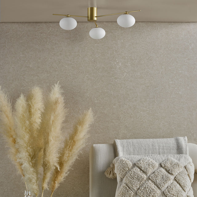 Jasper 3 Light Semi-Flush Satin Gold and Opal Glass