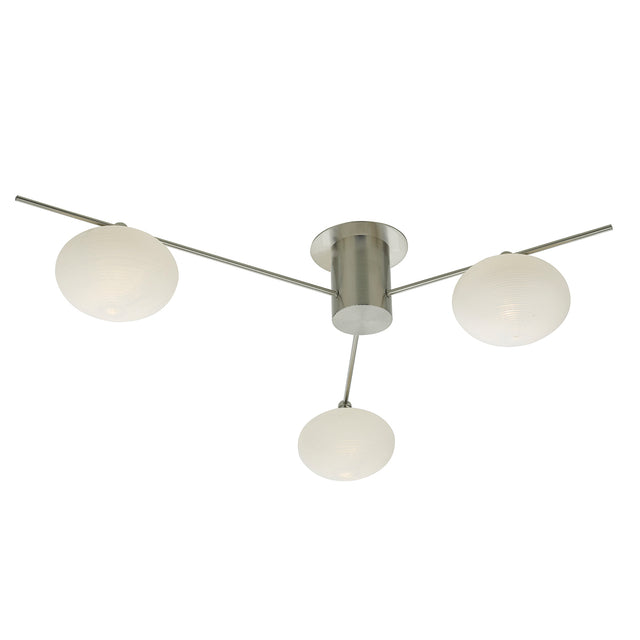 Jasper 3 Light Semi Flush Satin Nickel Opal glass