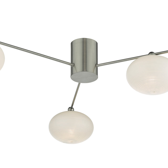 Jasper 3 Light Semi Flush Satin Nickel Opal glass